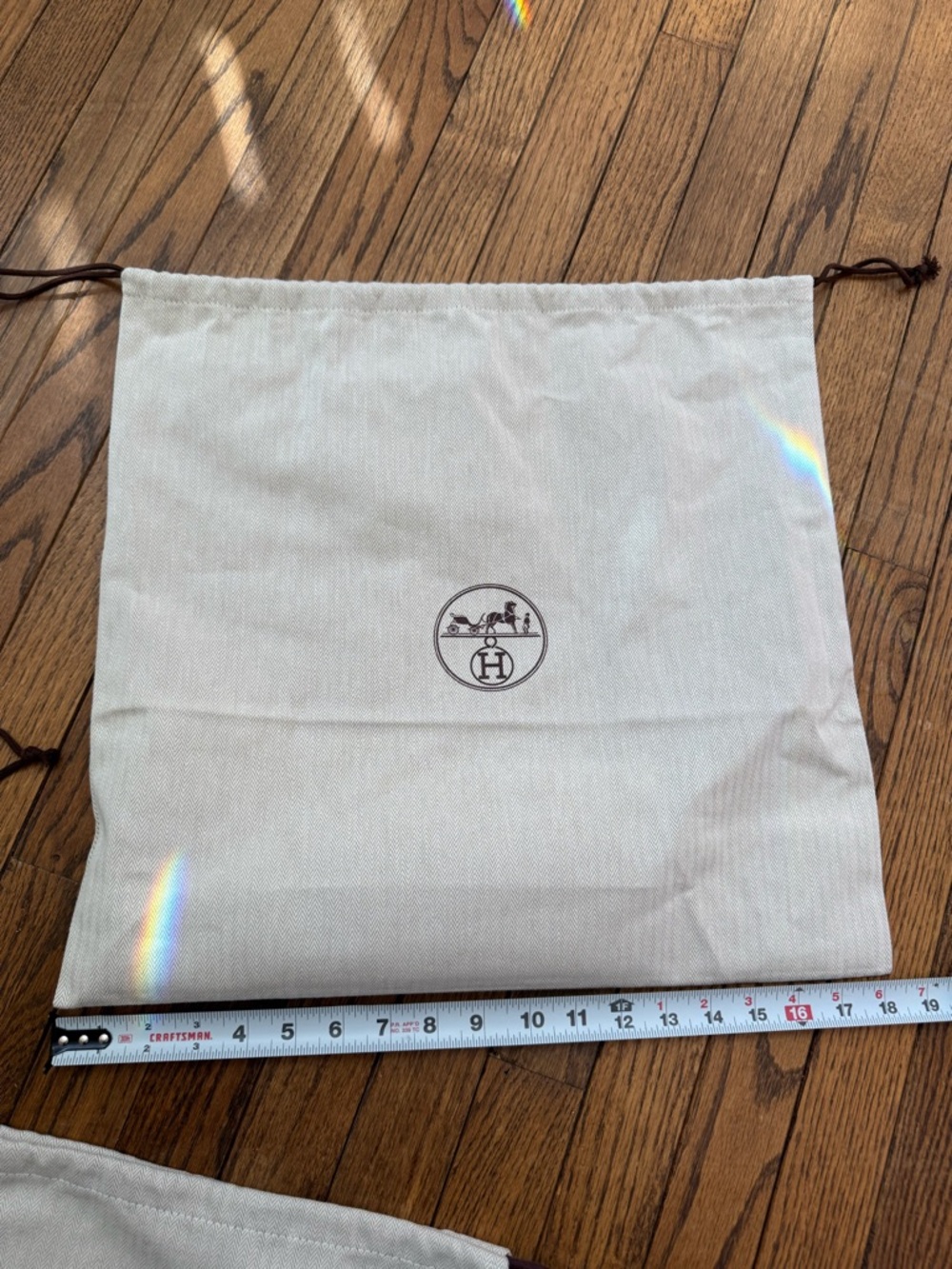 Hermes Dust Bag - Beige with Brown Logo